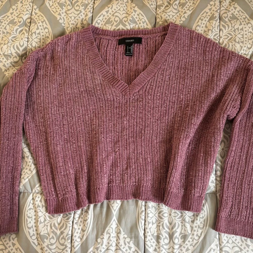 Everlane Dusty Rose V-Neck Ribbed Sweater